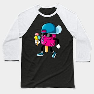 Cool Ice Cream Funny Cartoon Kids Baseball T-Shirt